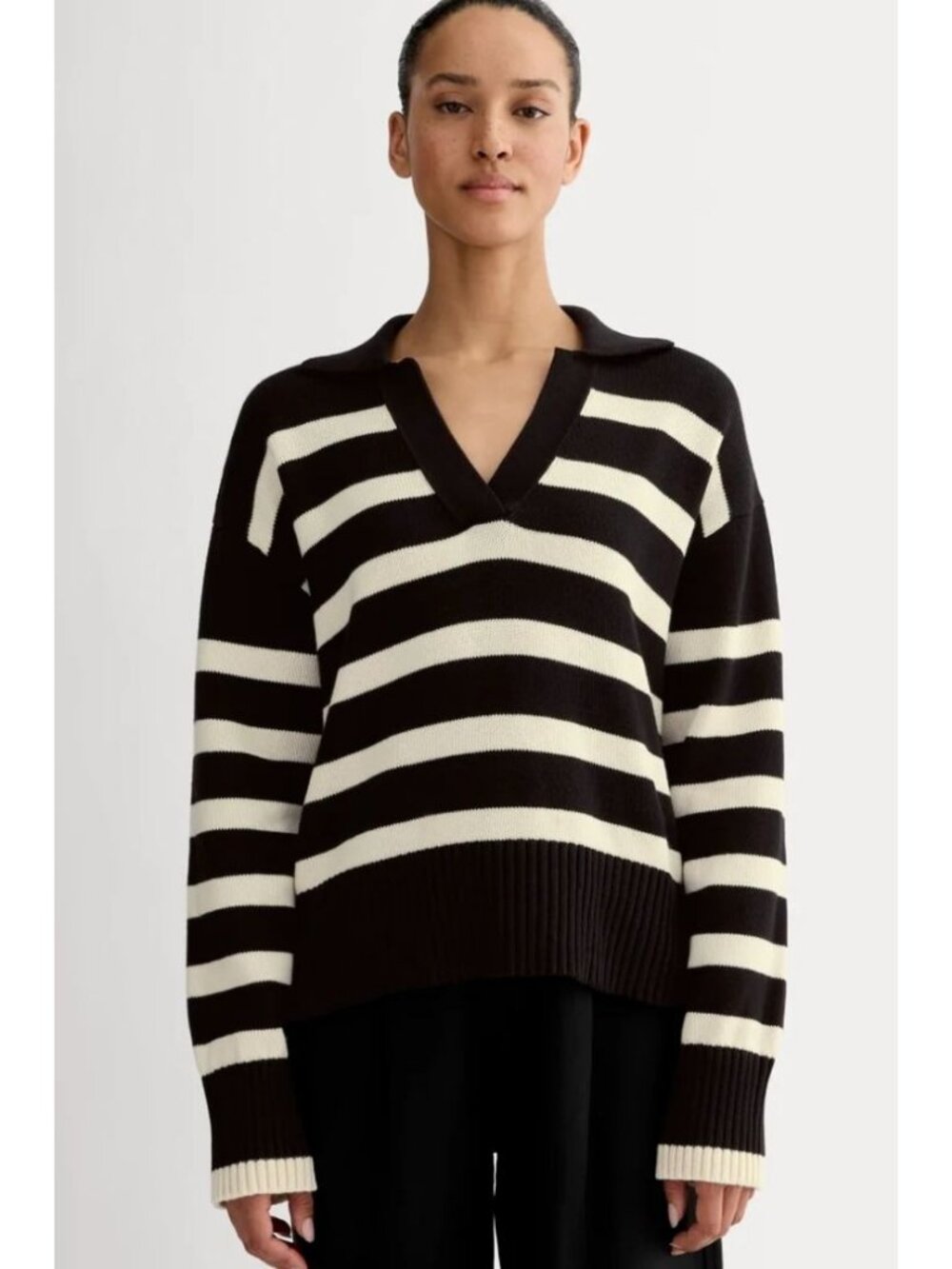 Everlane The Boxy Polo in Everyday Cotton Women's Size XXL in Black & White NWT!